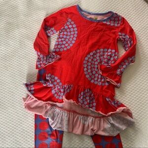 Three Friends Apparel 2-piece Outfit • Ruffle Trim Tunic, Polka Dot Leggings • 5